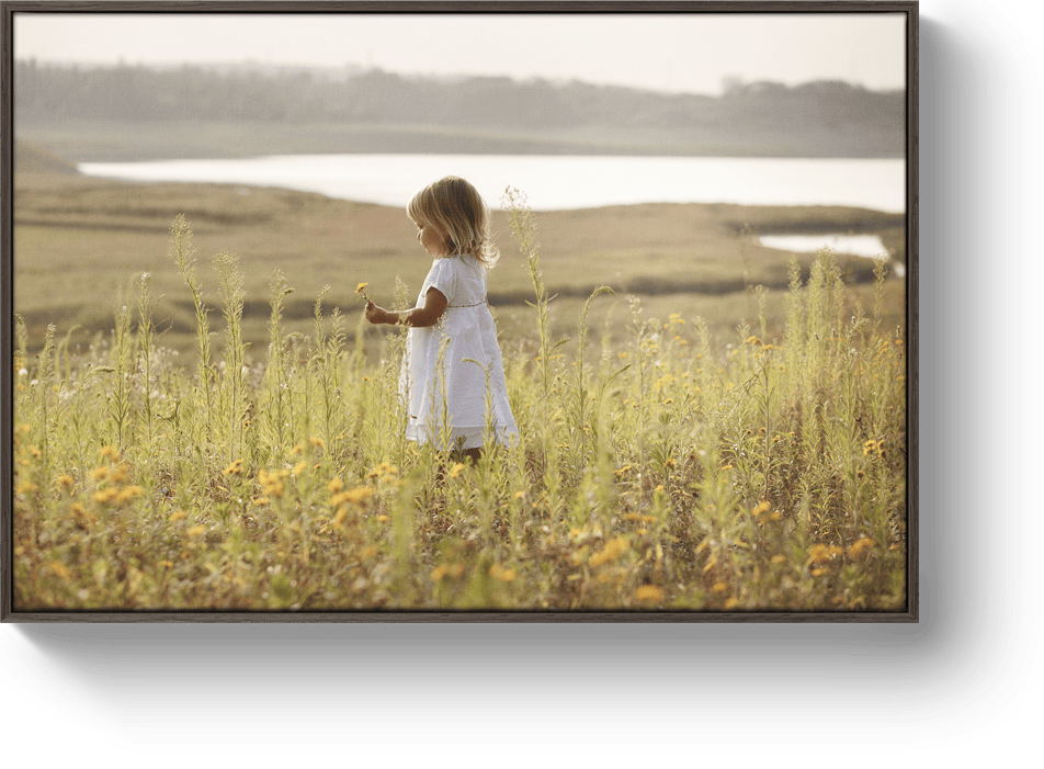 Foto op canvas met baklijst in kleur Chocolate Oak